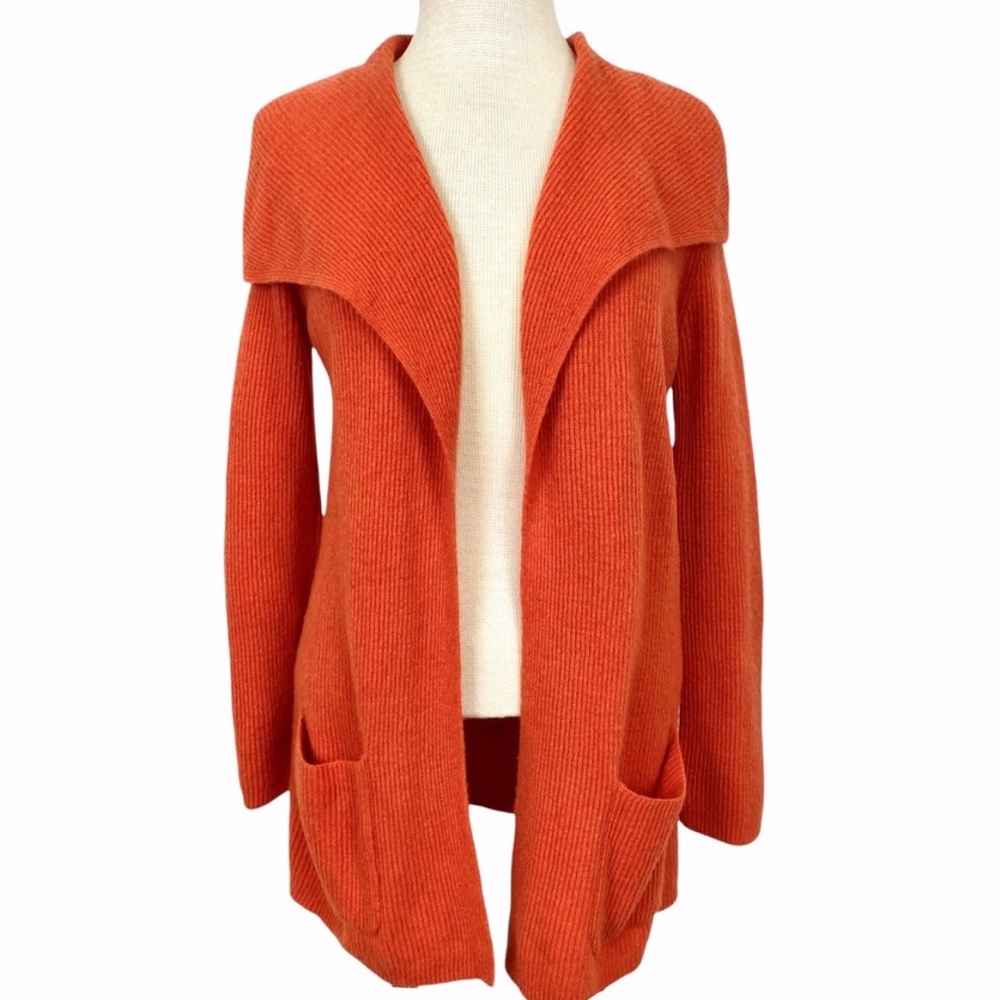 J. Jill Cashmere Wool Blend Open Front Ribbed Cardigan Sweater Size Small